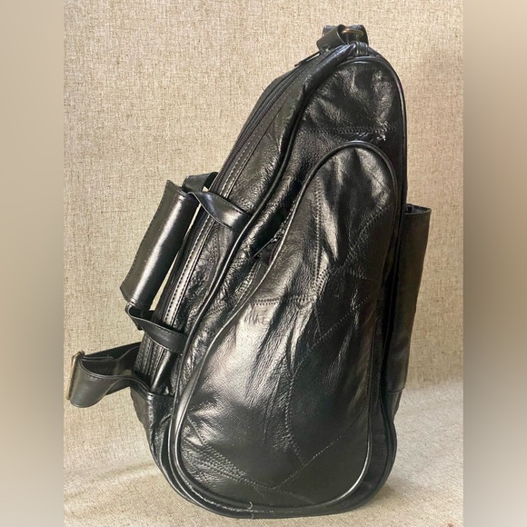 Comfort Carry-All Crossbody Sling Black Patchwork Shoulder Bag Ergo Purse Unisex - Picture 2 of 16